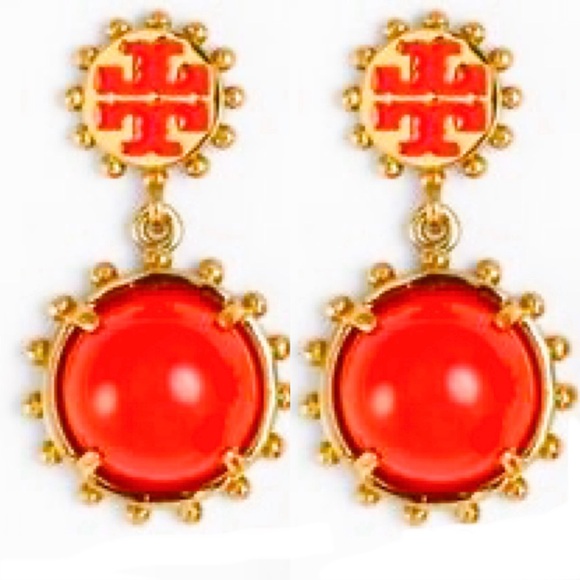 Tory Burch Jewelry - TORY BURCH WINSLOW RED + GOLD DROP EARRINGS